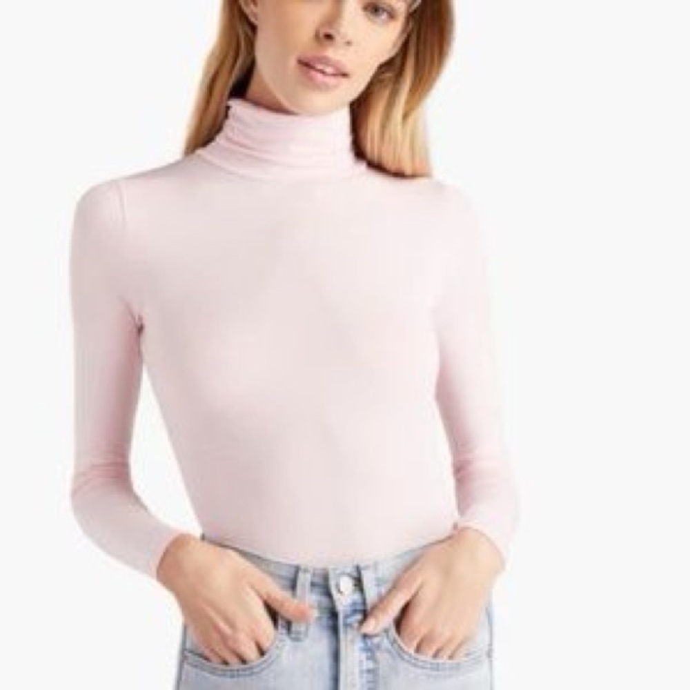 Hill House Light Pink Turtleneck Long Sleeve Top